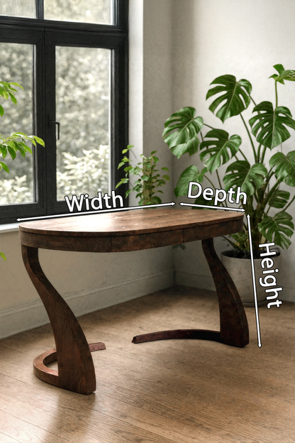 Artistic Office Desk With Curved Handcrafted Legs For Creative Workspace