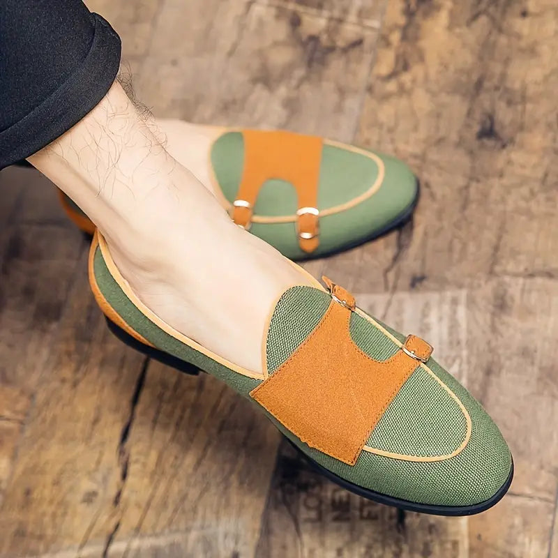 Oxford Canvas Suede Slip-Ons