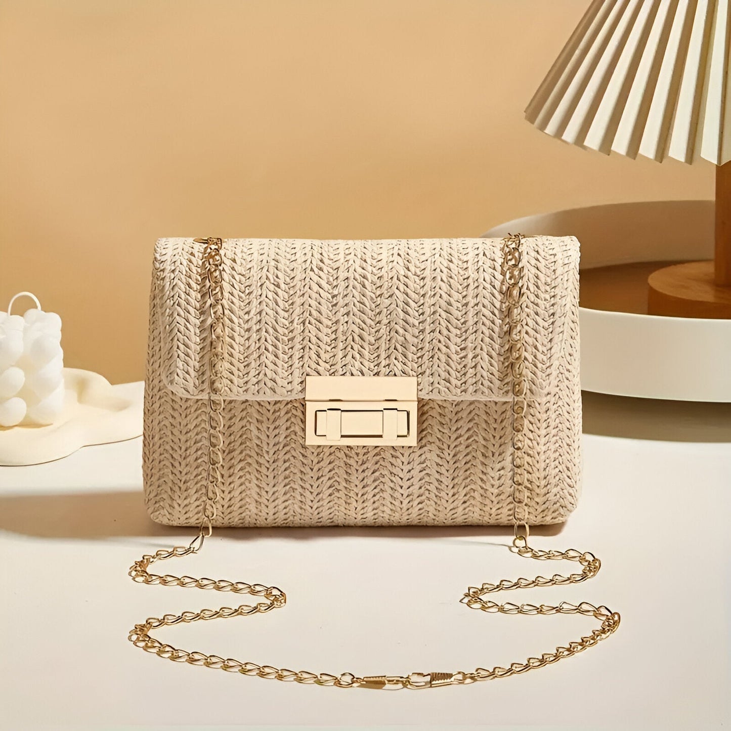 Woven Strawlock Crossbody Bag