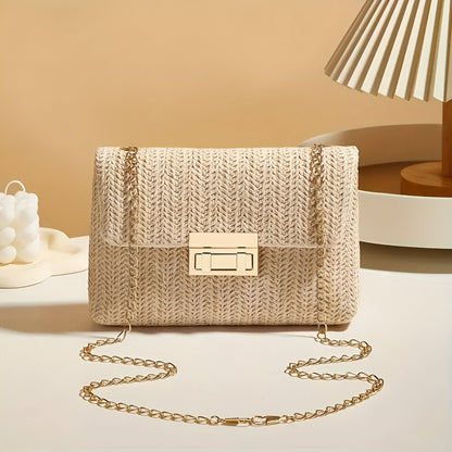 Woven Strawlock Crossbody Bag