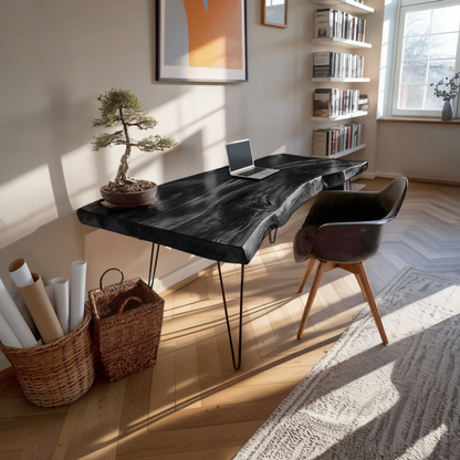 Farmhouse Handmade Live Edge Desk For Interior