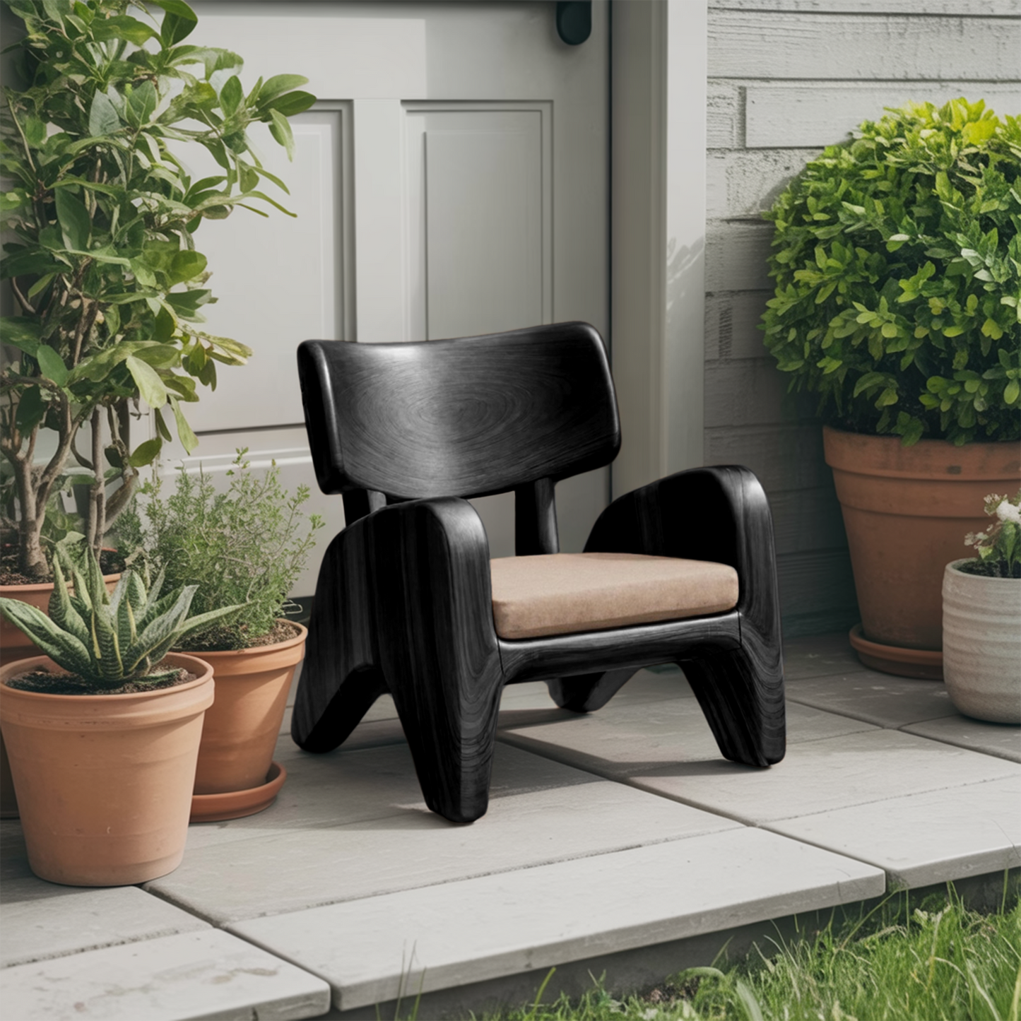 Contemporary Wooden Lounge Chair For Garden Or Reading Nook