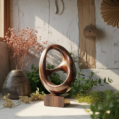 Farmhouse Abstract Wood Garden Sculpture For Yard Decor