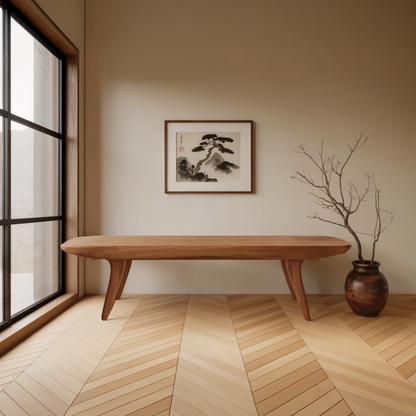 Curved Minimalist Organic Bench For Entryway Bedroom And Living Room