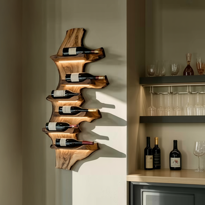 Farmhouse Live Edge Wine Holder For Entryway Furniture Decor