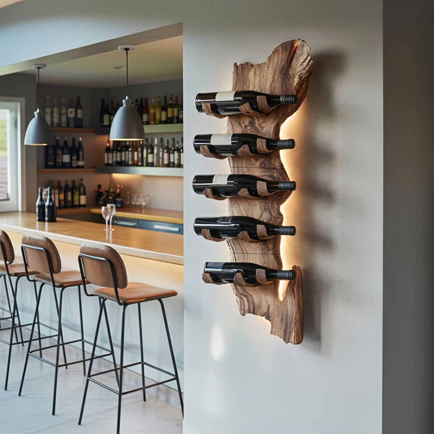 Farmhouse Solid Wood Wine Rack For Rustic Entryway Design