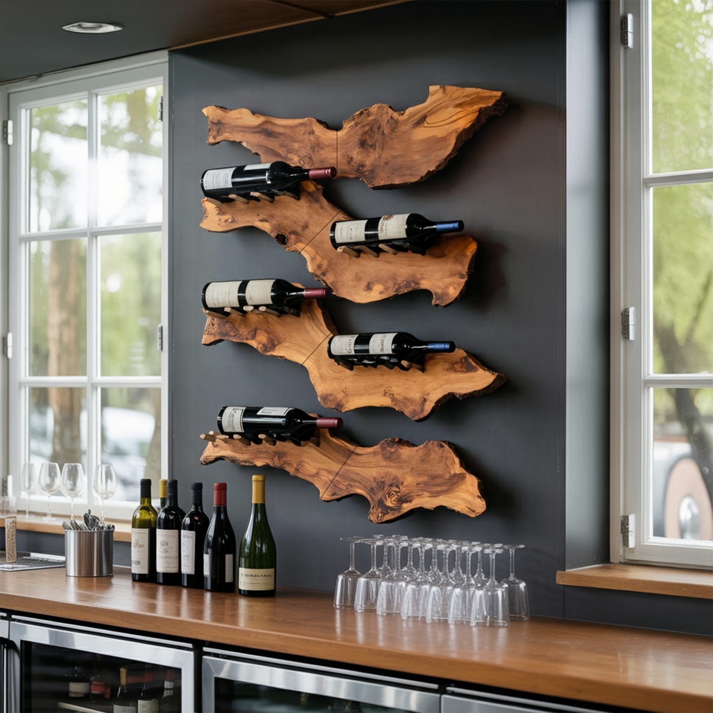 Farmhouse Wooden Wine Holder For Entryway Wine Storage Decor