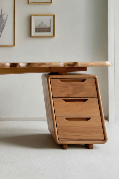 Contemporary Office Desk With Storage Drawers For Home Workspace