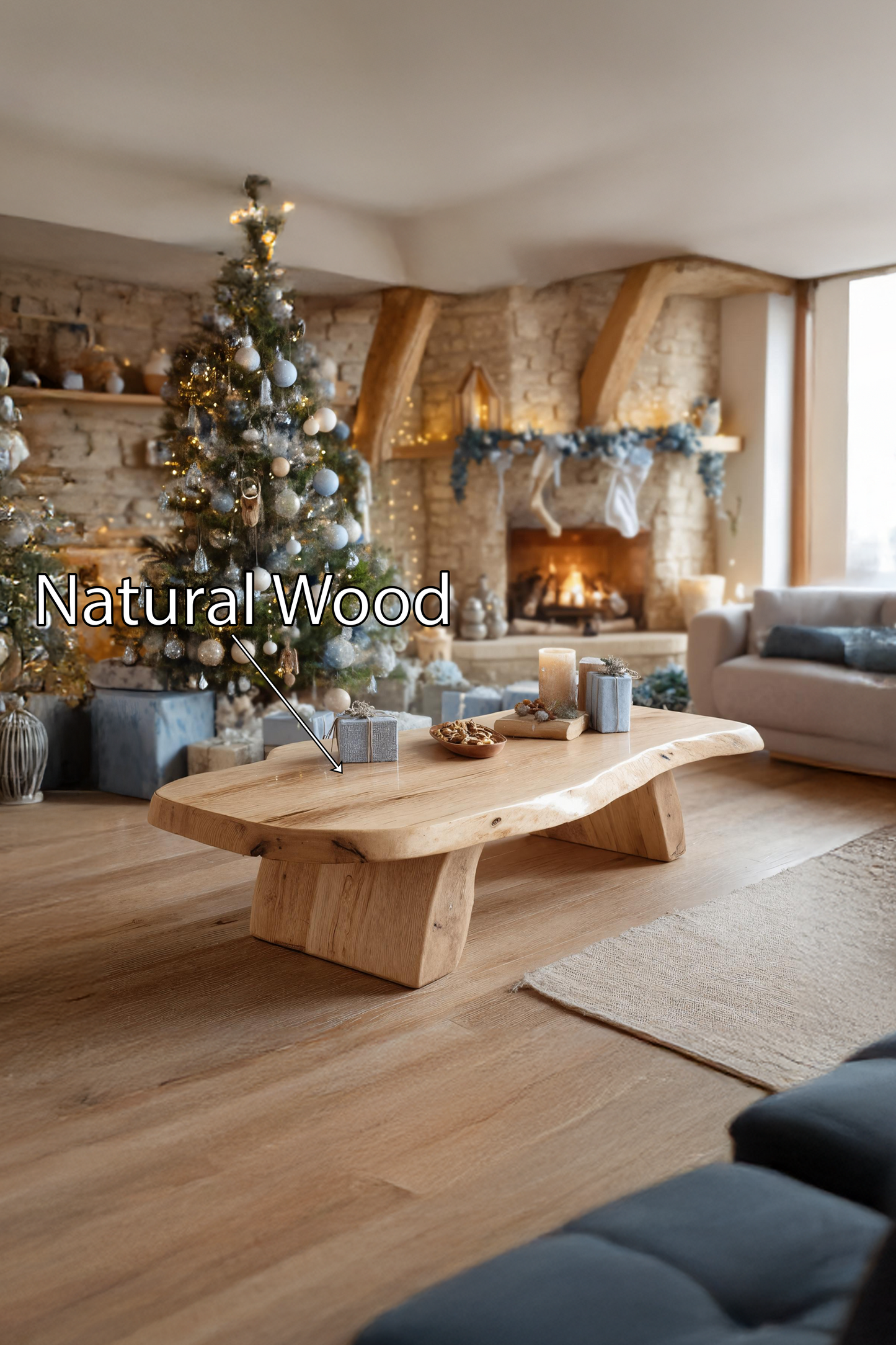 Handcrafted Modern Coffee Table Solid Wood For Christmas Living Room SILDTTRCCF029