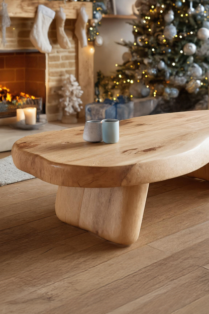 Farmhouse Solid Wood Live Edge Coffee Table For Christmas Decor Ideas SILDTTRCCF027