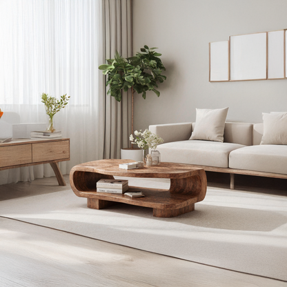 Farmhouse Wooden Coffee Table For Entryway Accent SILDTCF139