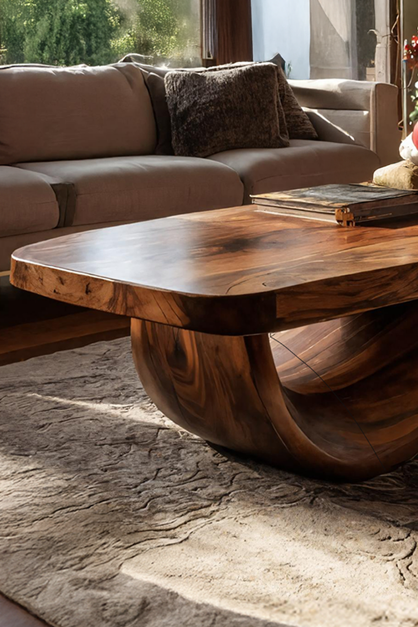 Farmhouse Live Edge Coffee Table Rustic For Holiday Furniture Use SILDTTRCCF019