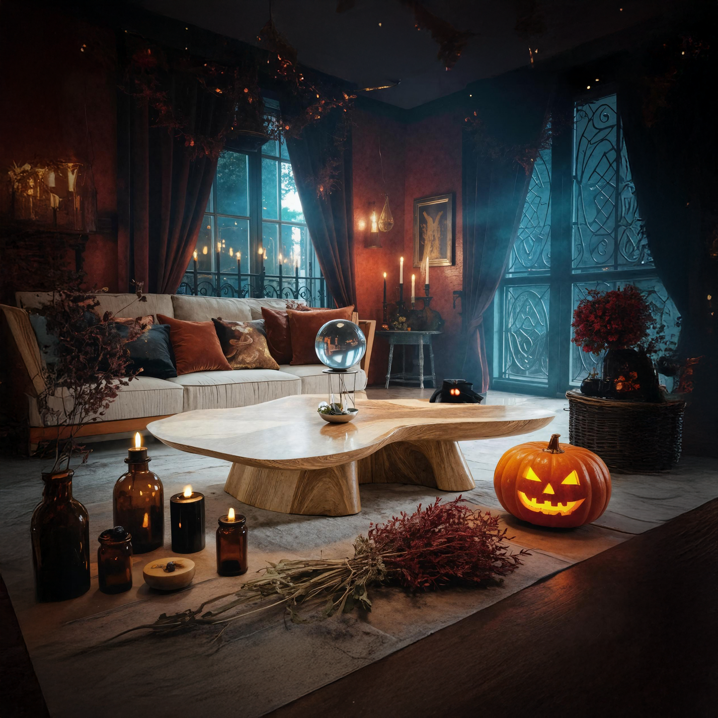 Handcrafted Live Edge Coffee Table For Living Room Halloween Style SILDTTNHCF003