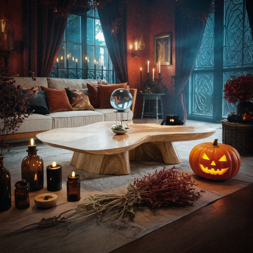 Handcrafted Live Edge Coffee Table For Living Room Halloween Style SILDTTNHCF003
