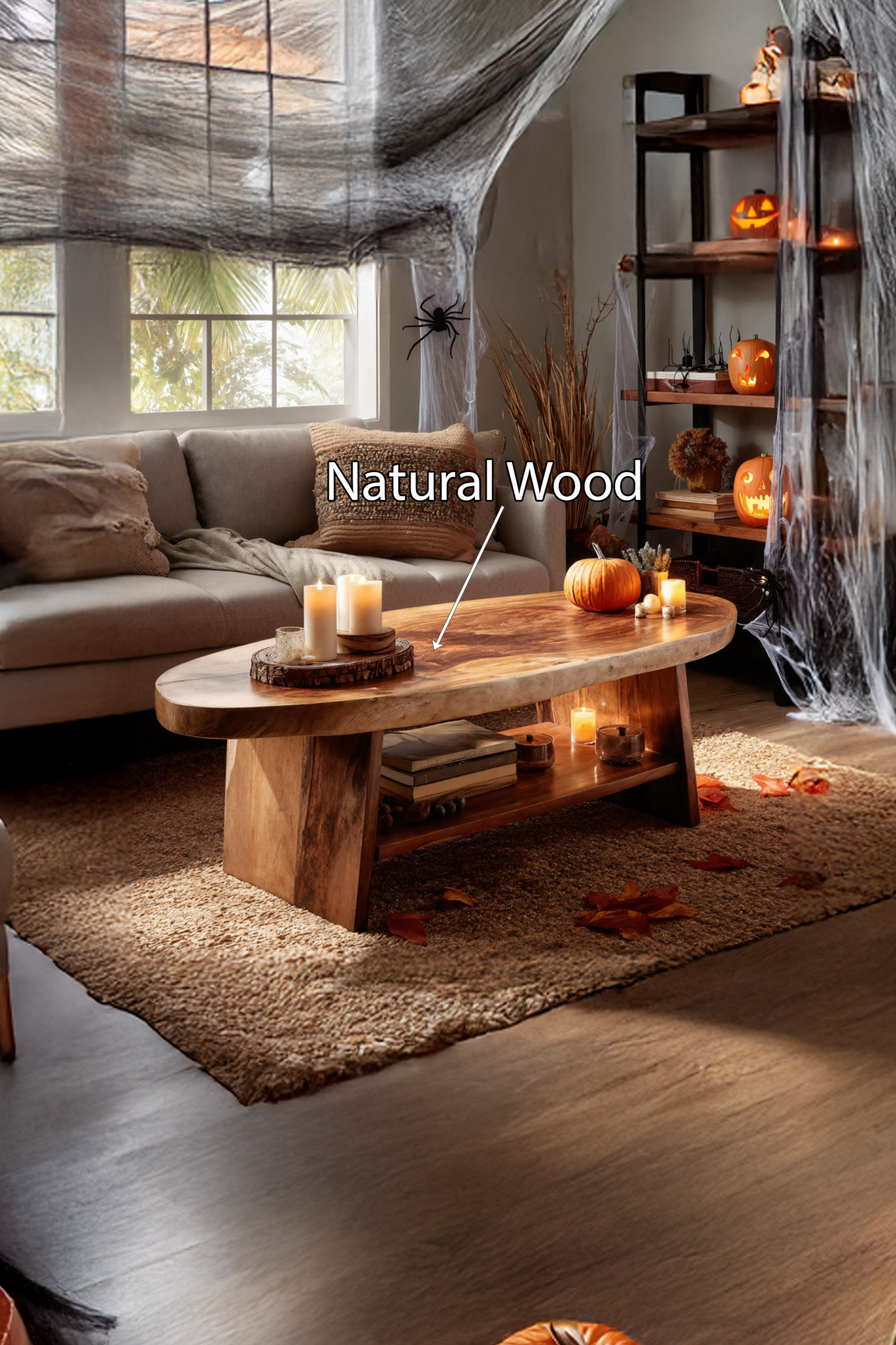 Handcrafted Live Edge Coffee Table Furniture Decor Pumpkin Season SILDTTNHCF038