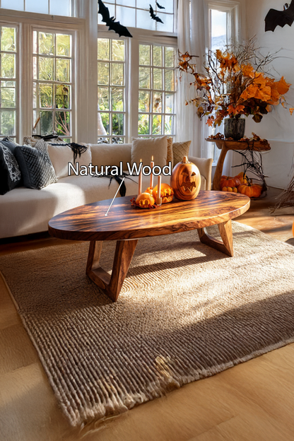 Farmhouse Wooden Live Edge Coffee Table For Furniture Decor Pumpkin SILDTTNHCF030