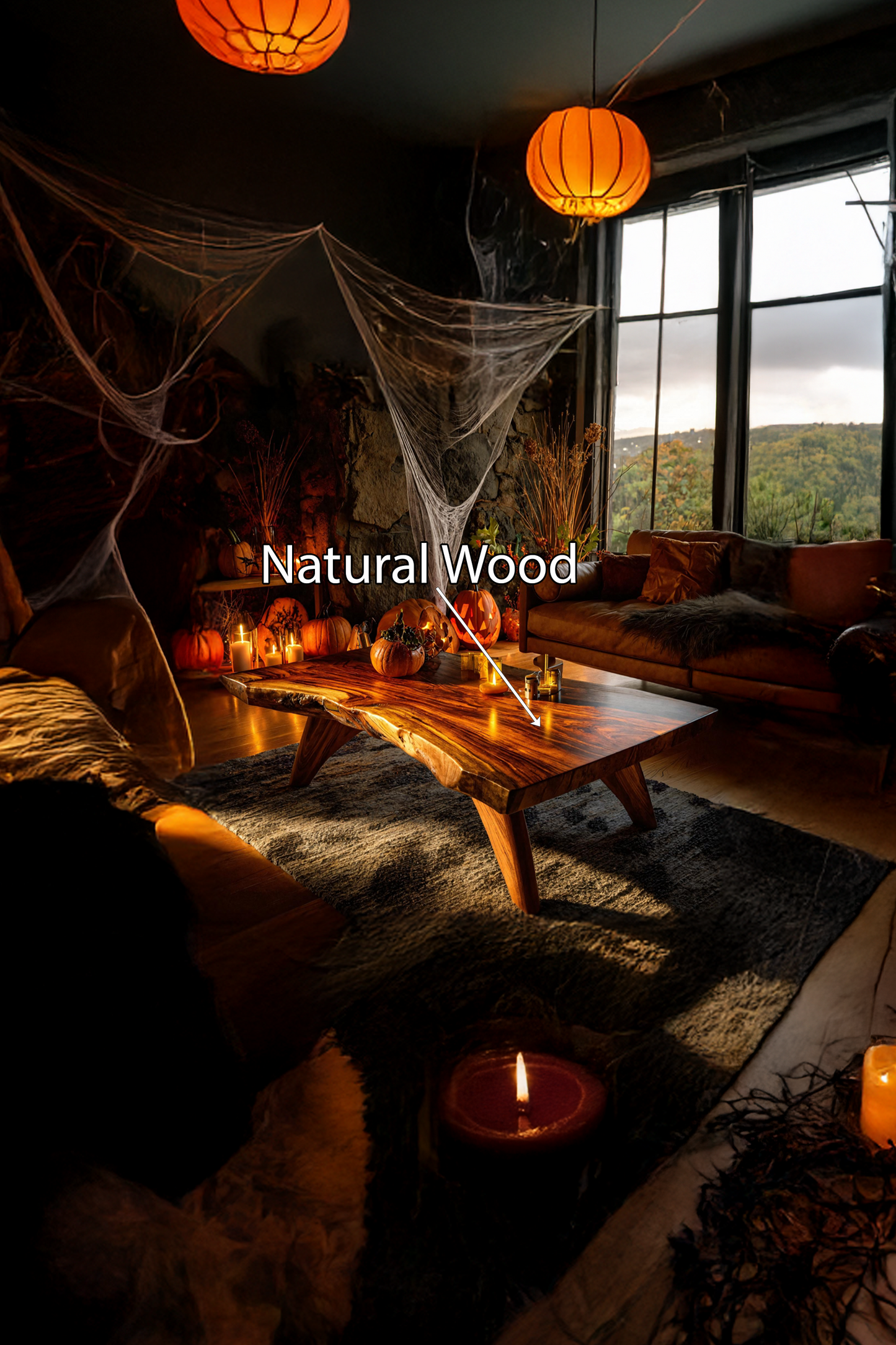 Farmhouse Solid Wood Coffee Table Furniture Decor Rustic Pumpkin Style SILDTTNHCF043