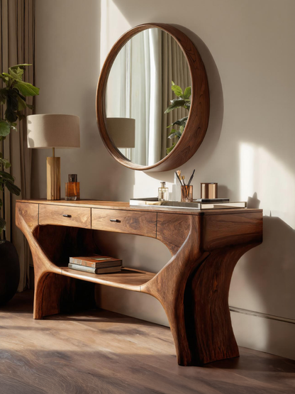 Artistic Handmade Vanity Table With Drawers For Bedroom