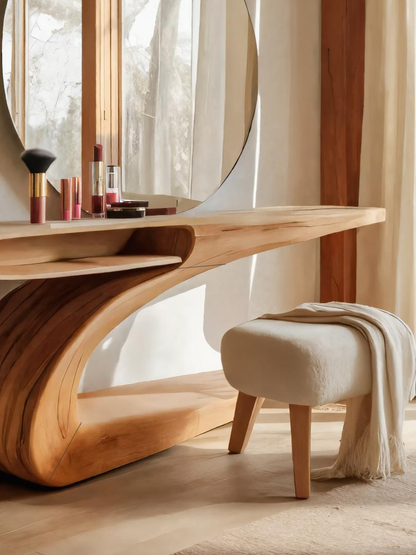Modern Sculptural Vanity Table With Curved Design For Bedroom
