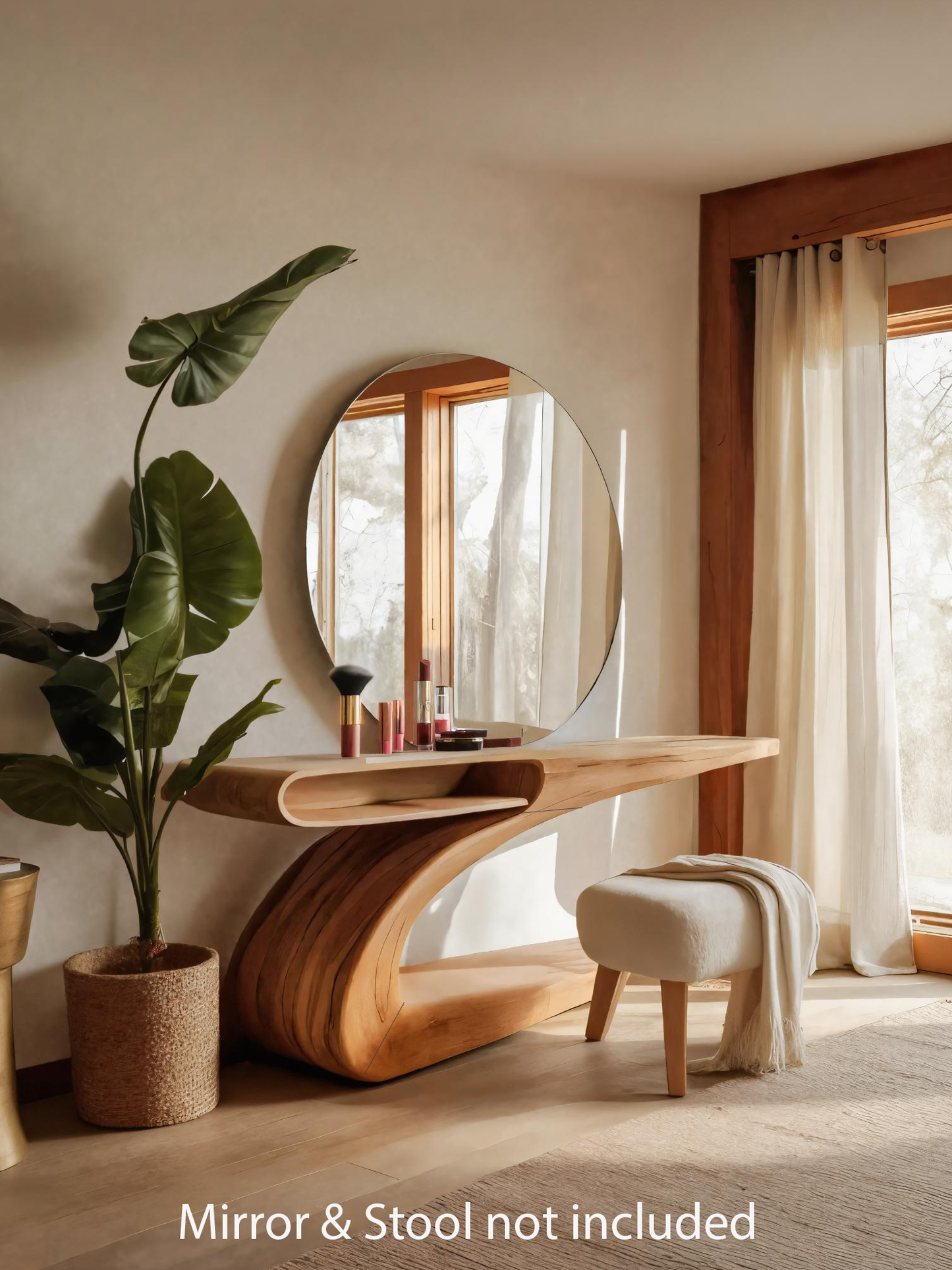 Modern Sculptural Vanity Table With Curved Design For Bedroom