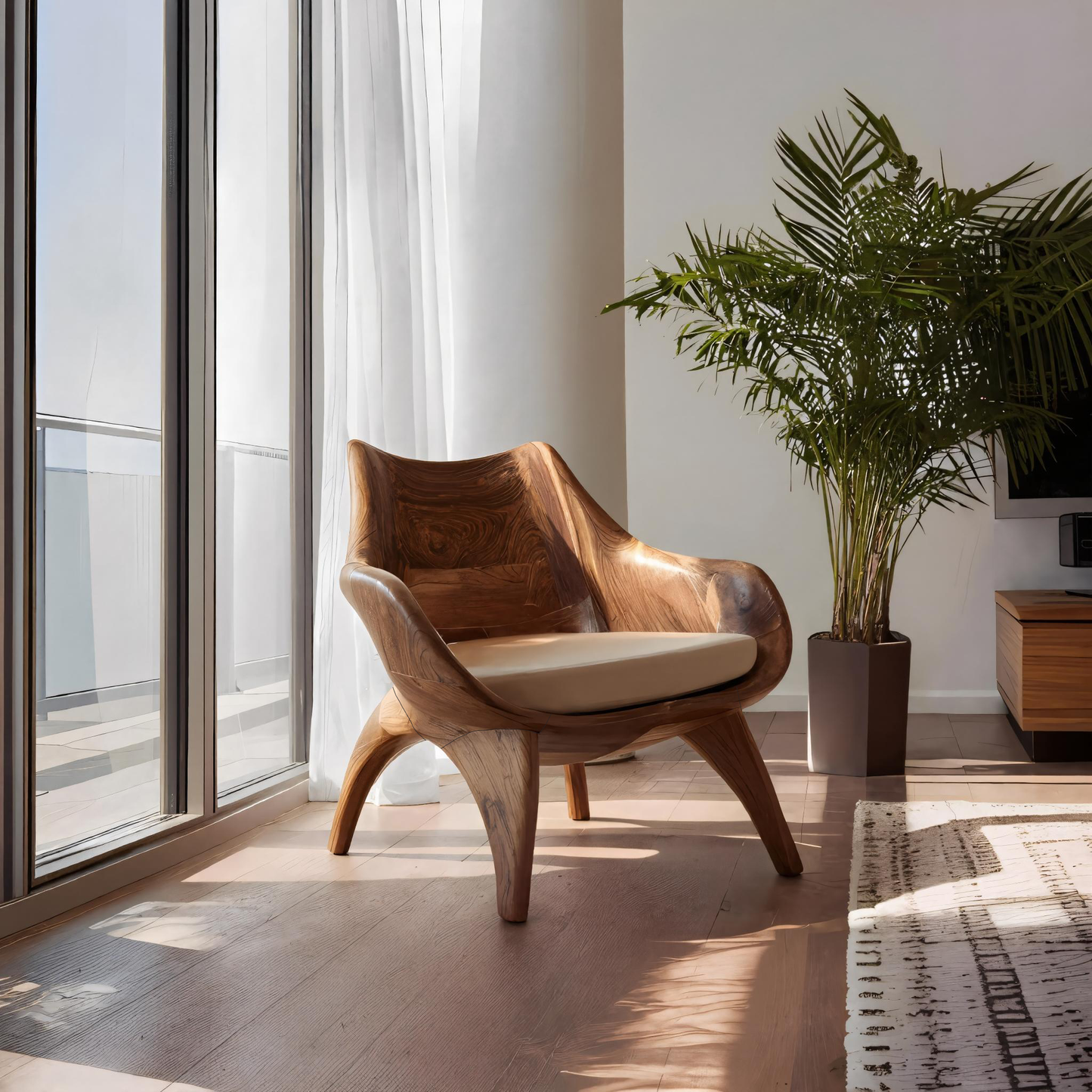 Modern Sculptural Lounge Chair For Living Room