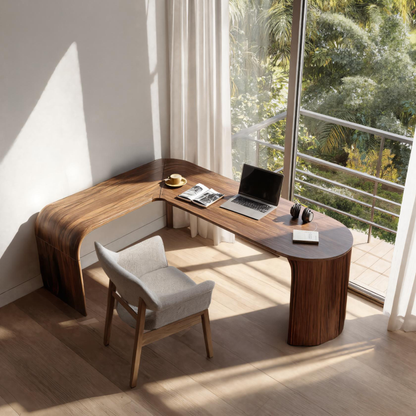 Contemporary L Shaped Desk With Curved Edges For Home Office
