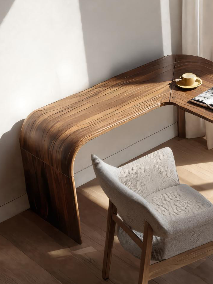 Contemporary L Shaped Desk With Curved Edges For Home Office