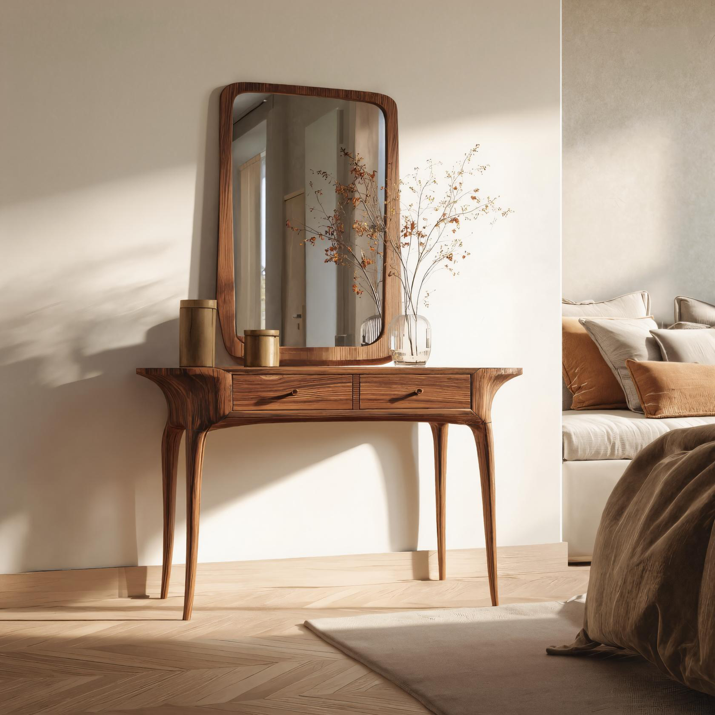 Elegant Handmade Vanity Table With Drawers For Bedroom