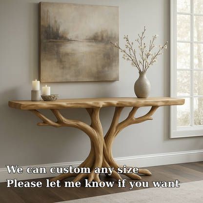 Handcrafted Solid Wood Console Table – Double Root Organic Design for Modern Natural Interiors
