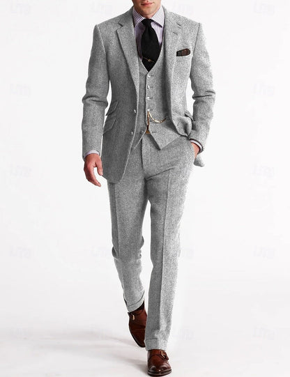 Herringbone Wool 3-Piece Suit