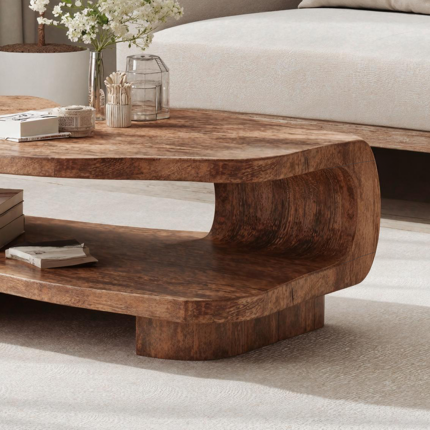 Farmhouse Wooden Coffee Table For Entryway Accent SILDTCF139