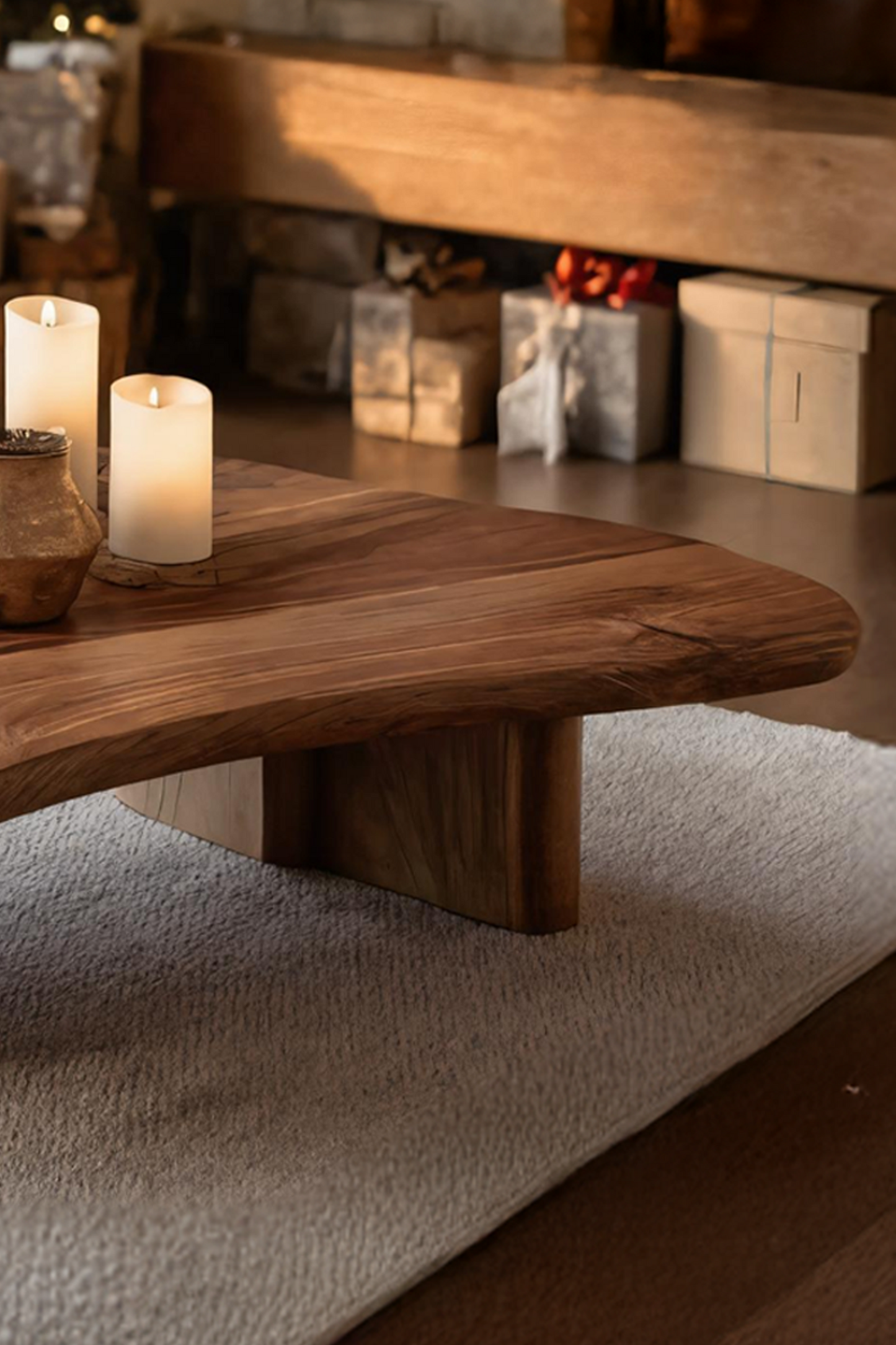 Farmhouse Solid Wood Coffee Table For Christmas Entryway Decor SILDTTRCCF001