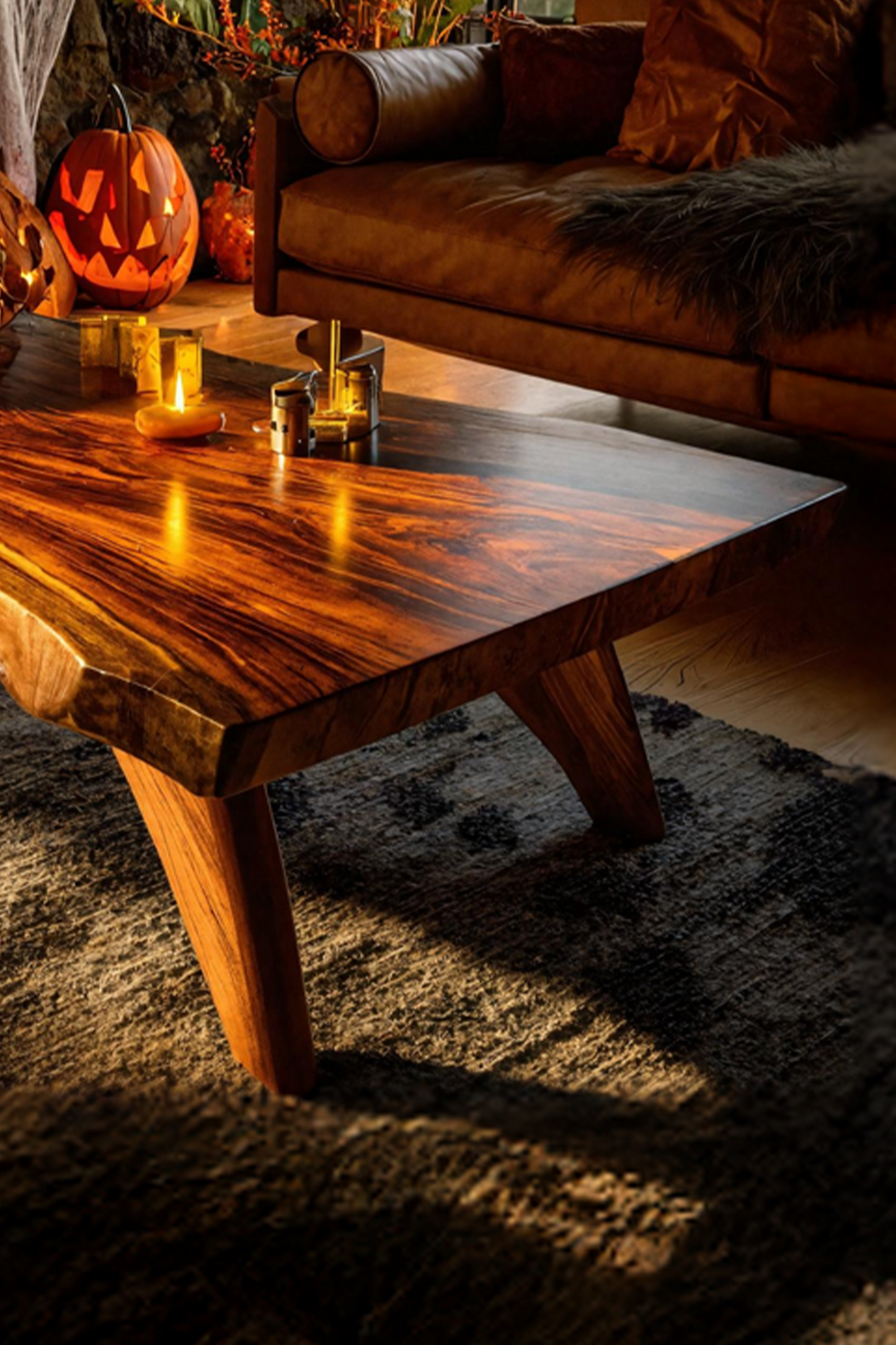 Farmhouse Solid Wood Coffee Table Furniture Decor Rustic Pumpkin Style SILDTTNHCF043
