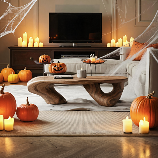 Farmhouse Solid Wood Coffee Table For Bedroom Decor Halloween Style SILDTTRHCF002