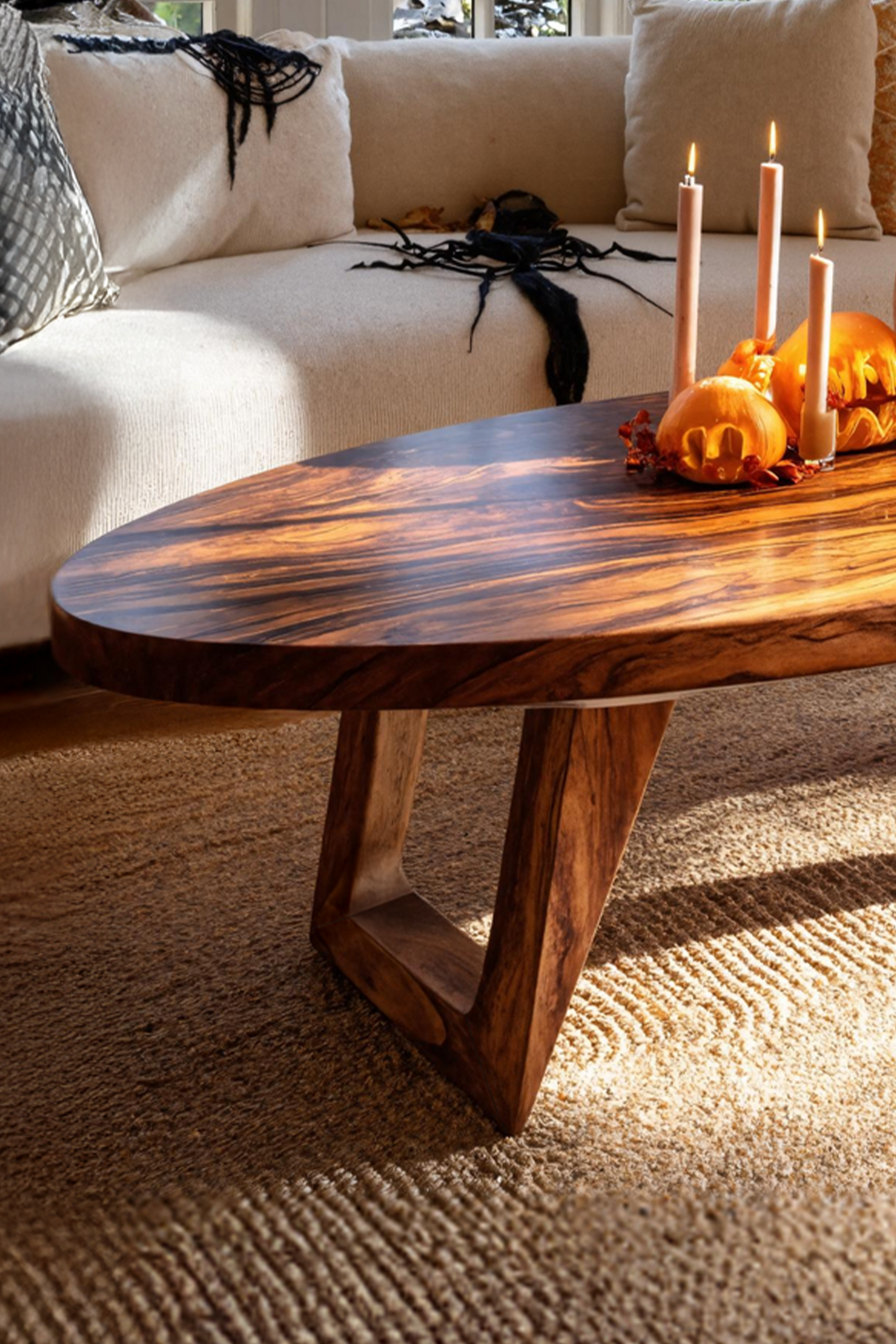 Farmhouse Wooden Live Edge Coffee Table For Furniture Decor Pumpkin SILDTTNHCF030
