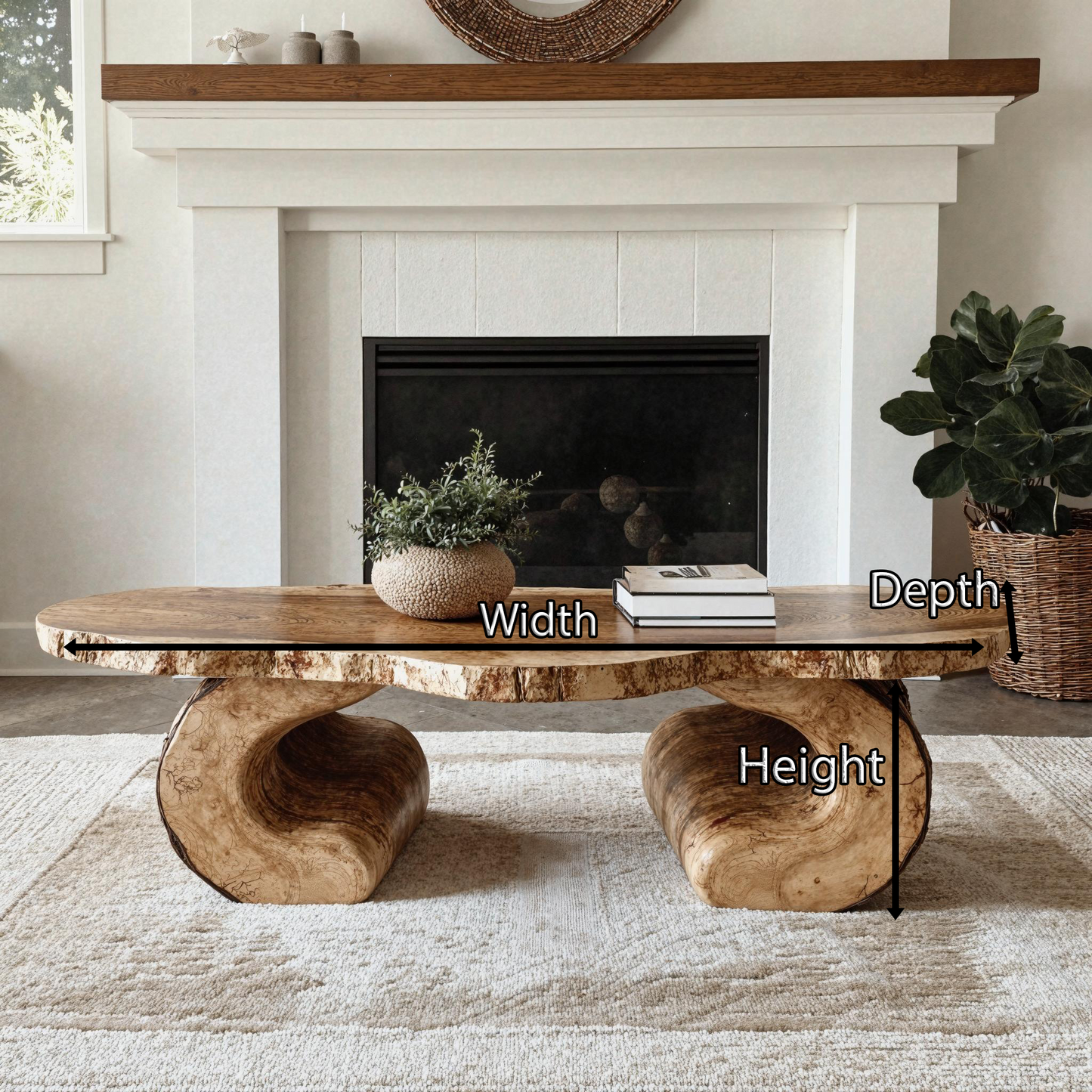 Handcrafted Rustic Wood Coffee Table Cozy Aesthetic SILDTCF104