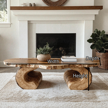 Handcrafted Rustic Wood Coffee Table Cozy Aesthetic SILDTCF104