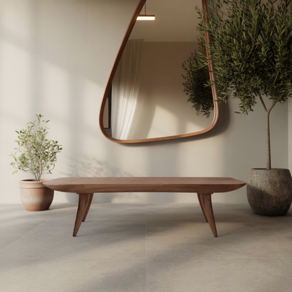 Curved Minimalist Organic Bench For Entryway Bedroom And Living Room