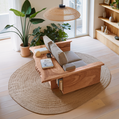 Contemporary Sofa With Built In Side Table For Living Room