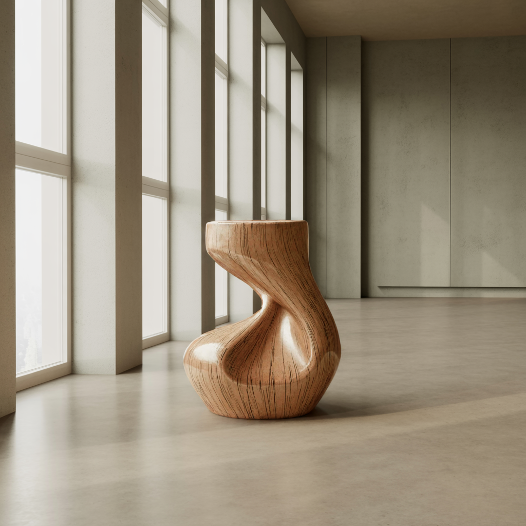 Handcrafted Solid Wood Abstract Sculpture For Entryway