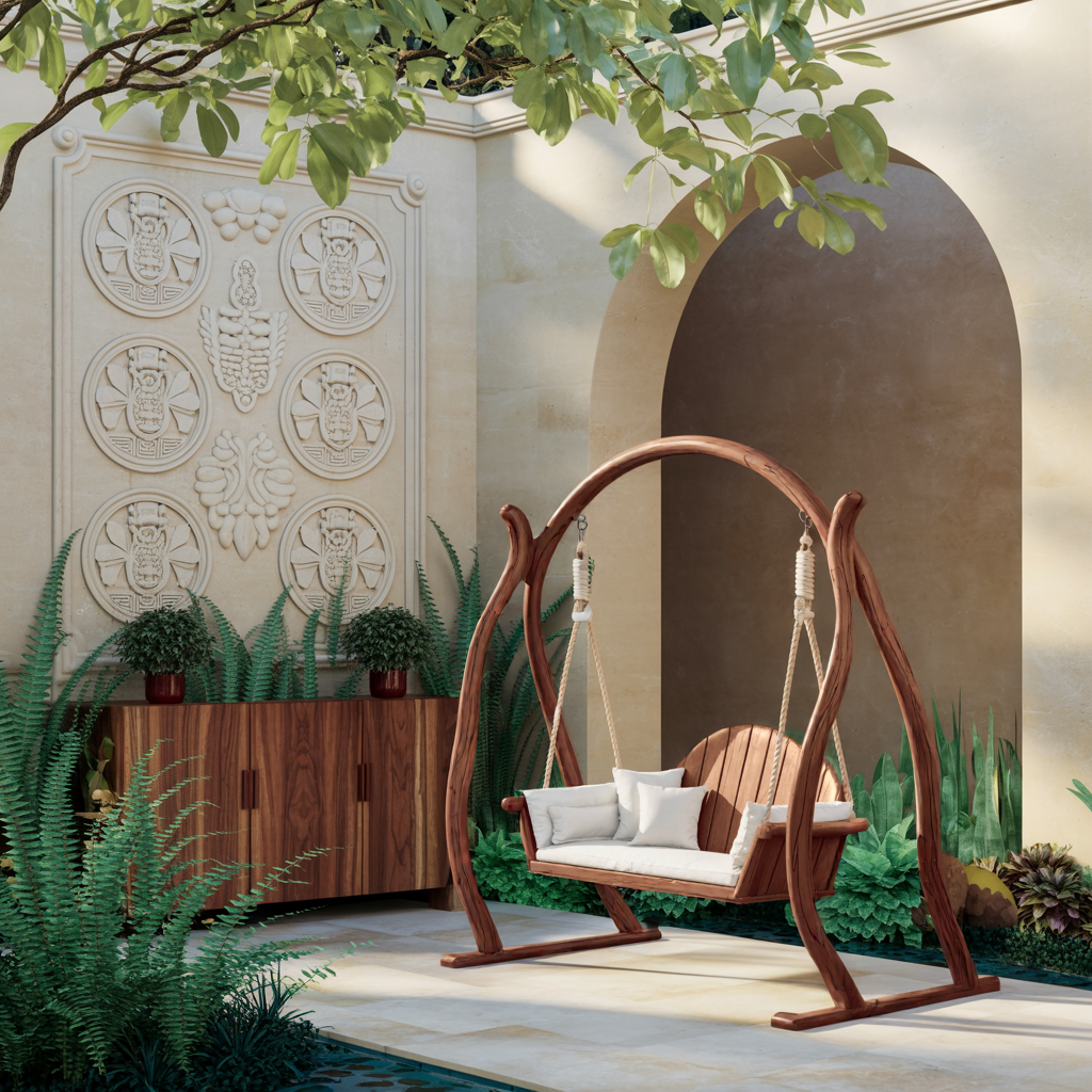 Curved Frame Garden Swing Bench For Outdoor Relaxation