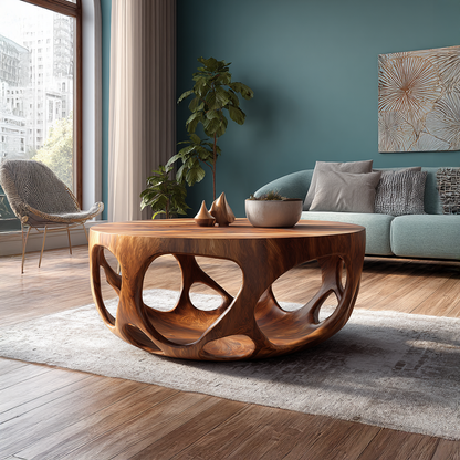 Artisan Coffee Table Natural Wood Farmhouse Gift SINLSACF025