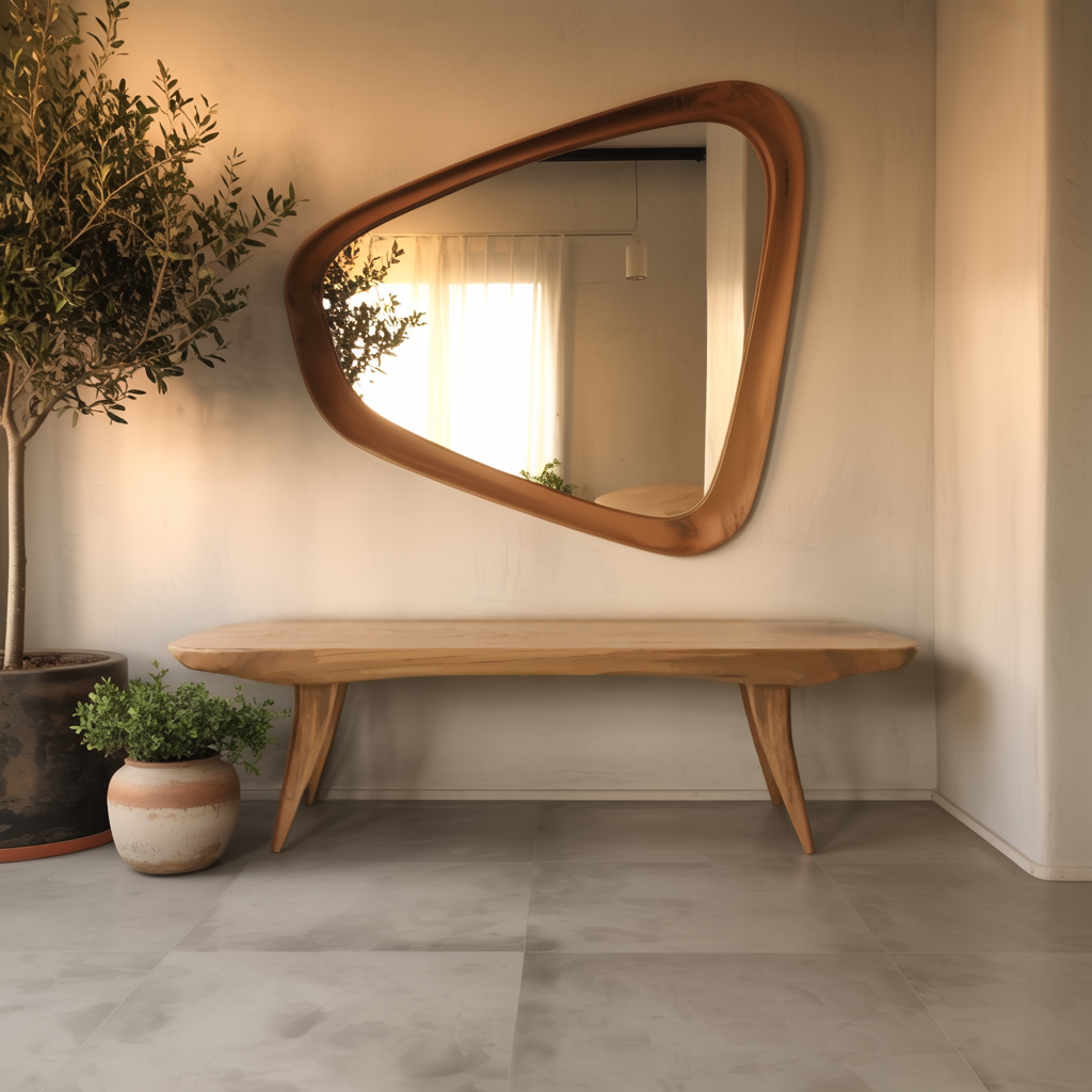Curved Minimalist Organic Bench For Entryway Bedroom And Living Room