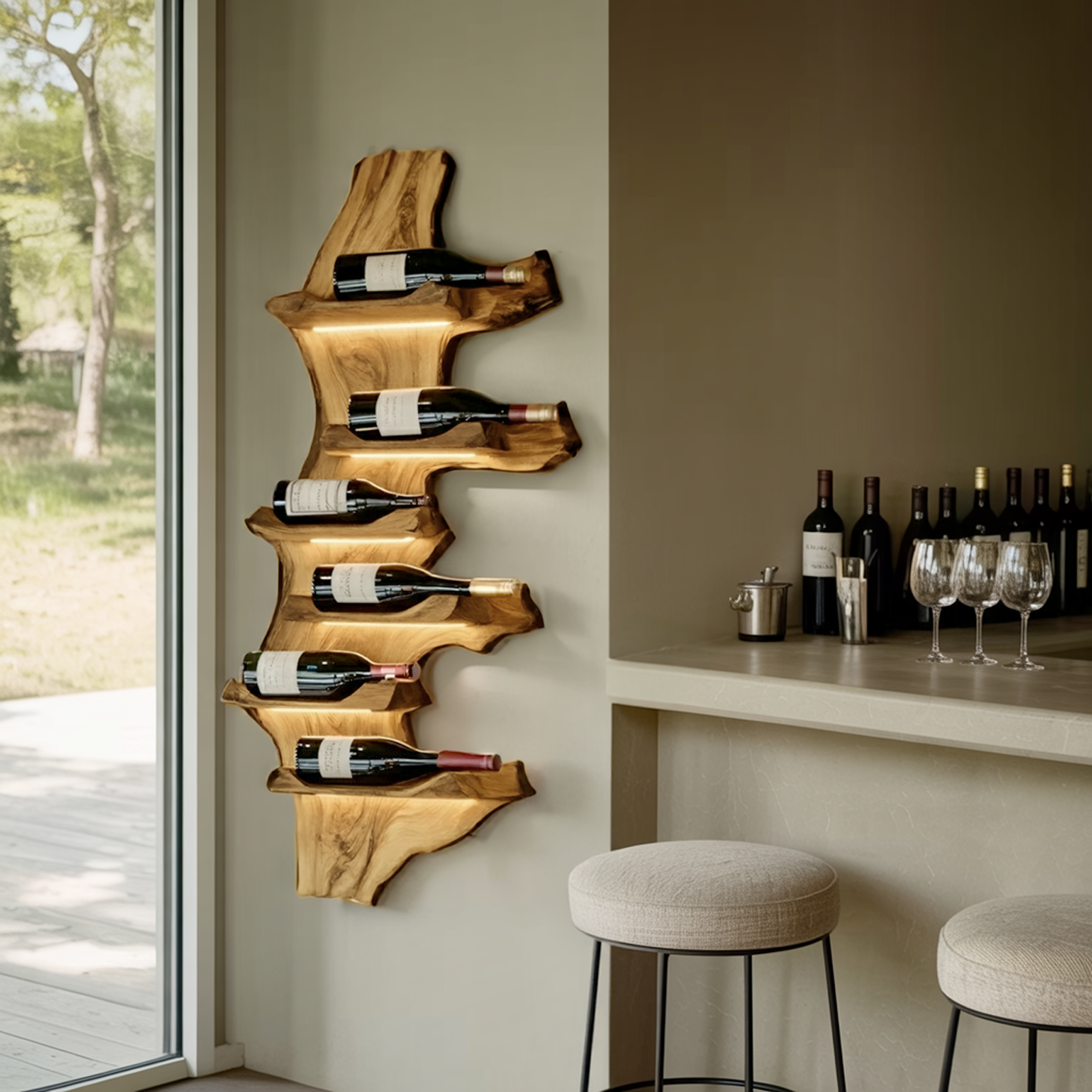Farmhouse Live Edge Wine Holder For Entryway Furniture Decor