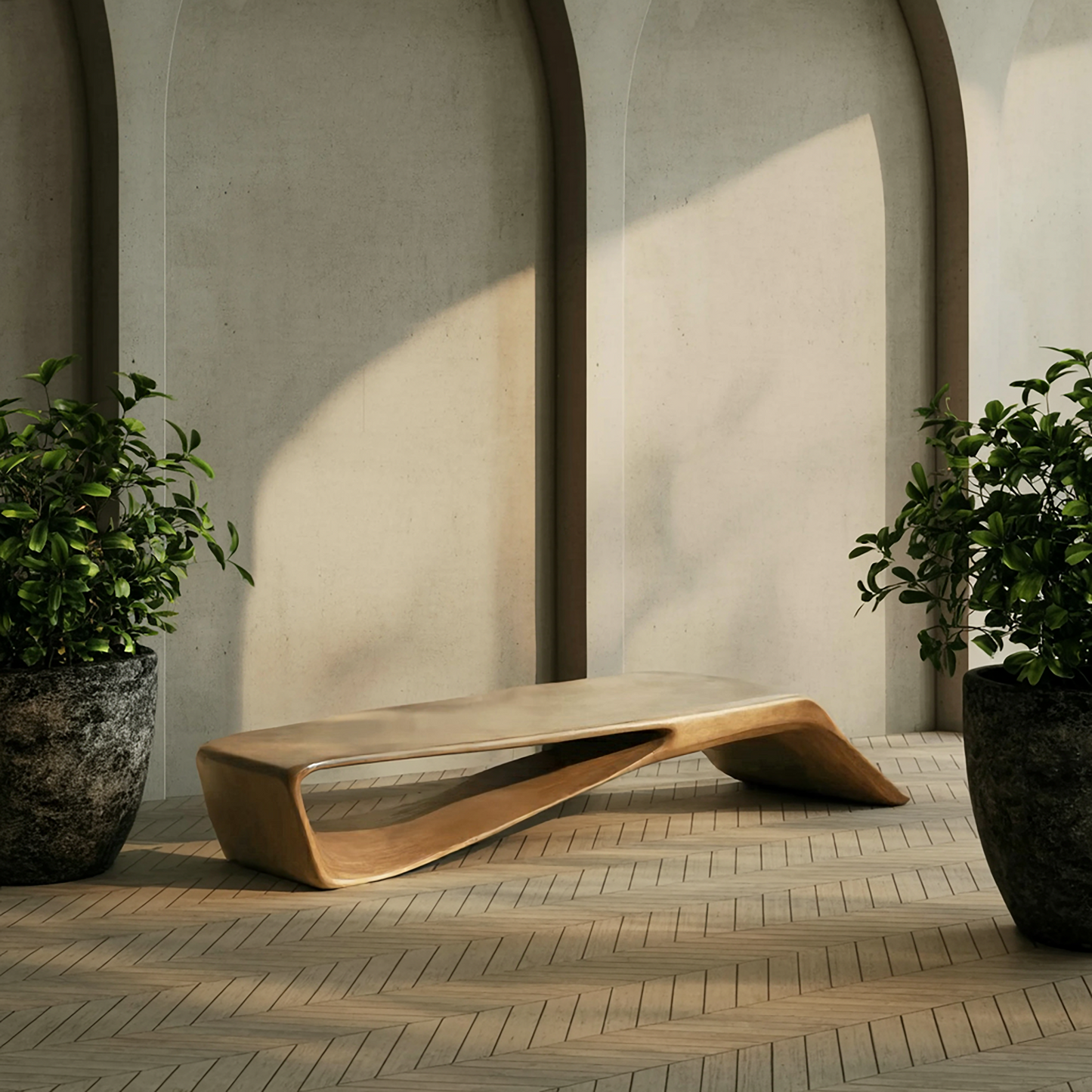Contemporary Sculptural Bench For Entryway Hallway And Office
