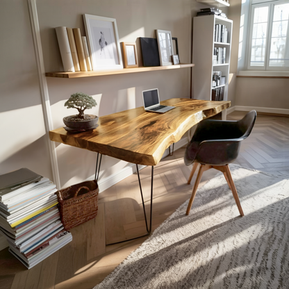 Farmhouse Handmade Live Edge Desk For Interior