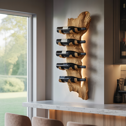 Farmhouse Solid Wood Wine Rack For Rustic Entryway Design