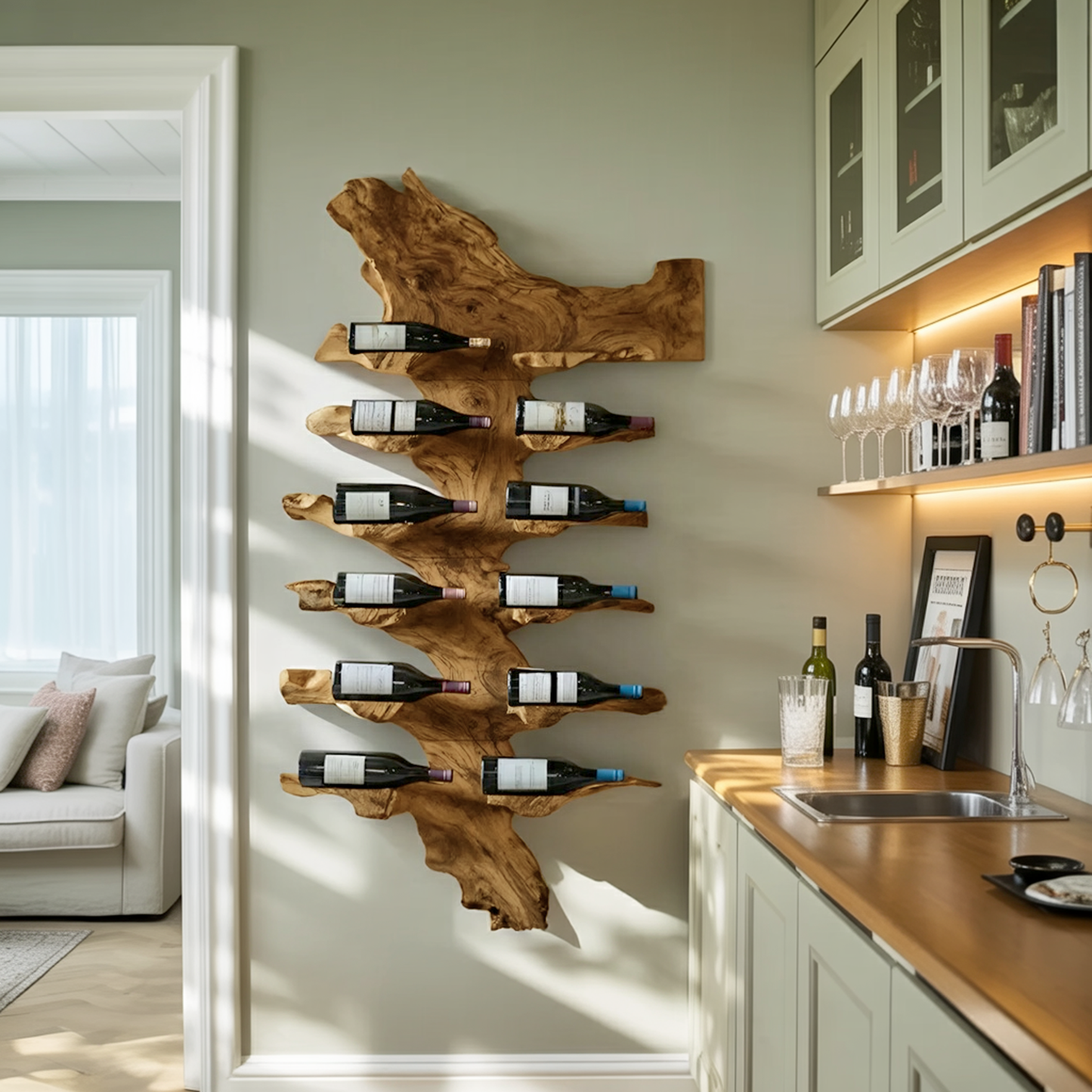 Handcrafted Live Edge Wine Holder For Luxury Furniture Decor