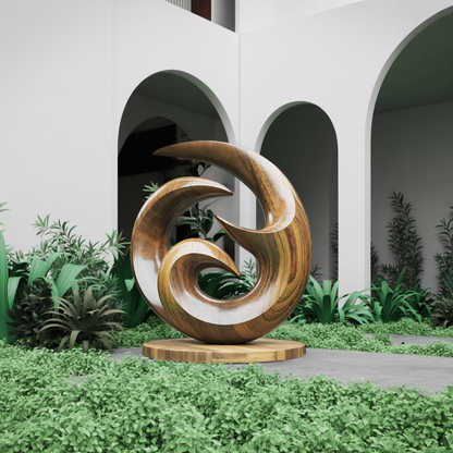 Farmhouse Abstract Wooden Sculpture For Living Room