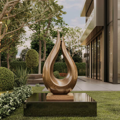 Handcrafted Solid Wood Abstract Decor Sculpture For Contemporary Interiors